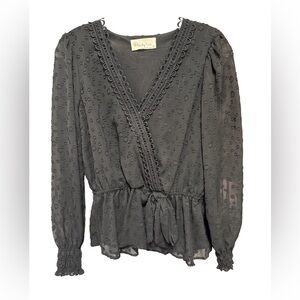 Paisley Kate Women's Medium Black
Dressy Blouse Balloon Sleeves Peplum Top